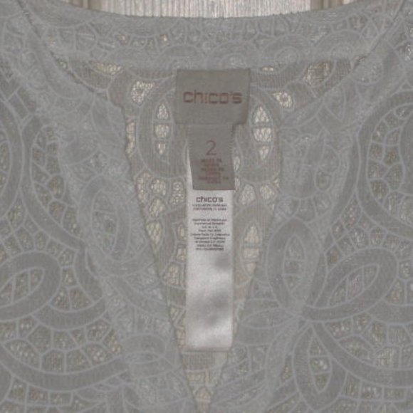Chicos White Lace Tunic Top Size 2 L Cotton Blend Length 29" Excellent Condition - Picture 10 of 10